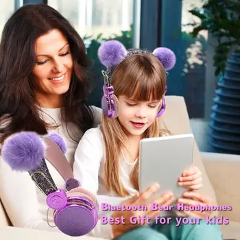 Bluetooth Søde Børn Trådløse Hovedtelefon med Mikrofon-3,5 mm Musik Stereo Hovedtelefon til Computeren, mobiltelefonen Hovedtelefoner