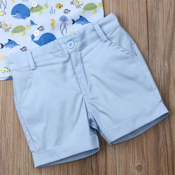 Pudcoco Sommeren Toddler Dreng Tøj sæt Print-Shirt, Toppe, Korte Bukser 2stk Udstyr Herre Formelle Tøj 0-3Y