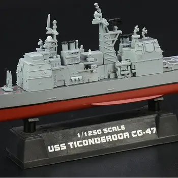 1:1250 skala præ-bygget USS Ticonderoga CG-47 guidet missil cruiser de Forenede Staters Flåde hobby collectible færdige plast model
