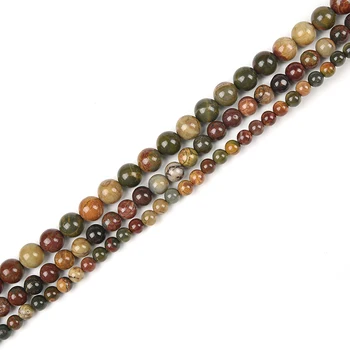 4-10mm naturlige sten perler picasso sten rundt løse perler til smykker at gøre DIY håndlavet halskæde armbånd 15inches