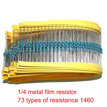 1460pcs Modstand Pakke 73 Stilarter, der Almindeligvis Anvendes Præcision Modstand 1/ 4W Metal Film Modstand Pakker Faste Modstanden