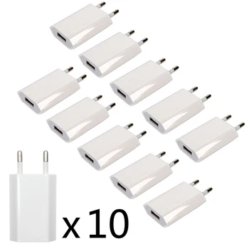 10STK Masse Rejser Væggen Opladning Oplader Power Adapter USB-AC-EU-Stik Til Apple iPhone X XS ANTAL HR. 8 7 6 6s 5 5S SE 5C 3GS 4 4S