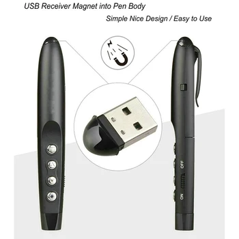 Rf 2,4 G Wireless Ppt Studievært Slide Advancer Klip-Pen Pointer Powerpoint-Præsentation Klikkertræning Fjernbetjening