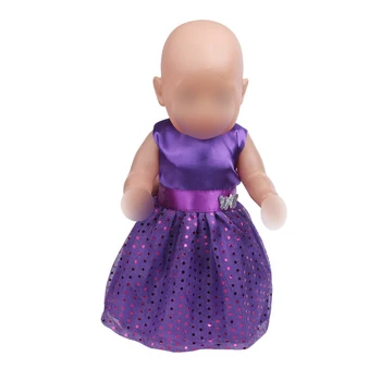 43 cm baby dukker Kjole nyfødte Fashionable lilla prinsesse aften kjole Baby legetøj nederdel passer Amerikansk 18 tommer Piger dukke f412