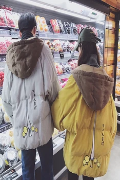 Elskere vinter tøj Harajuku stil bf brød studerende kort stykke løs koreansk vinter jakke tidevandet