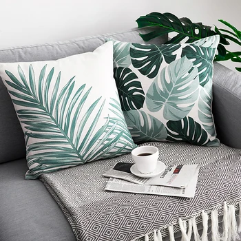 Tropiske Planter Palm Leaf Pudebetræk Grønne Blade Monstera Home Decor Pudebetræk Cojines Decorativos Para Sofa Pude Dække