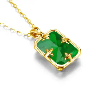 Ren 925 Sterling Sølv Vedhæng Til Kvinder, Grønne Prinsesse Cut Emerald sløjfe Vedhæng i 14K Guld Fine Smykker Bedste