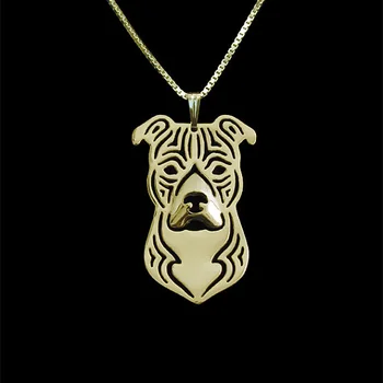 Amerikansk Staffordshire Terrier enkel halskæde smykker - plade guld og sølv vedhæng og dog