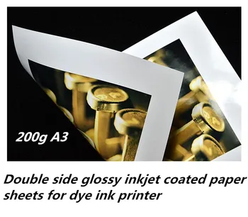 VARMT ! A3, 50 ark Fabrik levering INKJET dobbelt side high glossy photo paper 200g