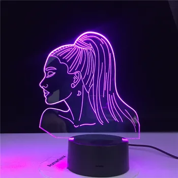 Sanger Ariana Grande Gave Touch Sensor Farve Skiftende Skrivebord Lampe Kendte for Fans Soveværelse Indretning 3d Akryl Nat Lys