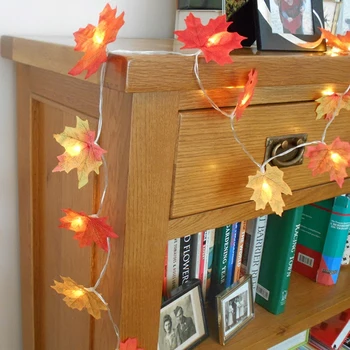 Efterår, ahorn blade LED-fe string lys ferie part blomst arrangement for nye dekorationer år