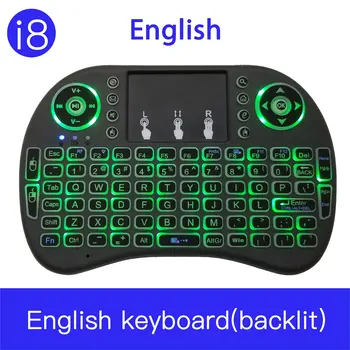 Trådløse Tastatur er Baggrundsbelyst i8 engelsk Air Mouse Mini-Tastatur-2.4 G med Touchpad-Fjernbetjening til TV BOKS