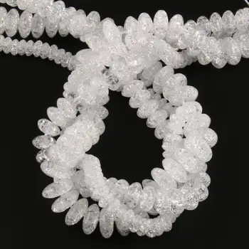 Natursten Facetteret Rondelle Knækket Hvid Krystal Perler Løs Spacer Perler Til Smykker at Gøre Diy Armbånd Halskæde 6 8 10 mm