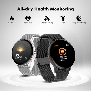 LIGE Fuld Touch Screen Mænd, Smart Ur Sport Fitness Ur med puls, Blodtryk Vandtæt smartwatch Kvinder til Android, ios