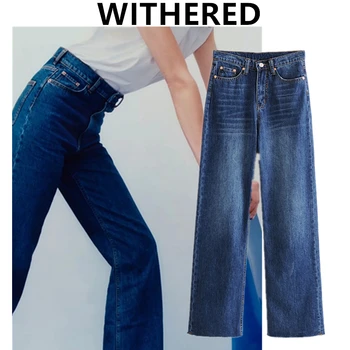 Visne jeans kvinde england-stil high street vasket retro høj talje jeans, slidte jeans for kvinder boyfriend jeans for kvinder