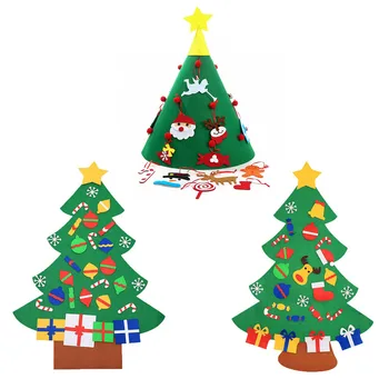 Juletræ W Velcro Børn, nytår Gaver, Legetøj Kunstig Træ Væg Hængende Ornamenter displayet viser, Dekoration F Hjem DIY Følte