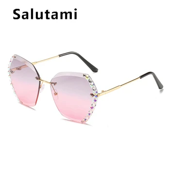 Nye Mode, Vintage Legering Krystal Solbriller Til Kvinder Gradient Elegante Rhinestones Sol Briller Kvindelige Pink Brun Firkantede Briller