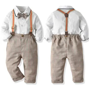 Toddler Dreng Dreng Foråret Efteråret Herre Tøj Part Sætter Langærmet Shirt, Toppe Bib Bukser, Overalls