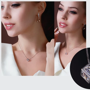 Mode 925 Sterling Sølv Smykker Til Kvinder Geometriske Max Cubic Zirconia Øreringe & Vedhæng Til Mor