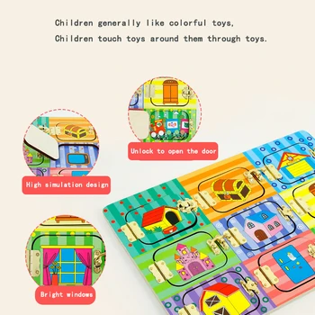 Montessori Træ-Legetøj til Børn er Tidlig Uddannelse Toy Låse Puslespil Spil Med Uafgjort Stropper Indpakket Perler Legetøj