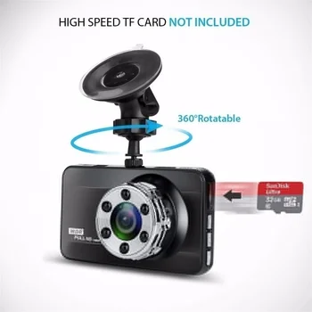 3 Tommer Bil DVR Dash Kamera, 1080P Full HD-Video-Optager Registrator Night Vision Kameraer Biler Dashcam Køretøj Loop Recorder