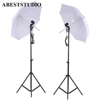 Astudio Fotografering Studio Baggrund Bløde Paraply Belysning Kit +Baggrund Stativ + 60cm 5-i-1 Reflektor Panel
