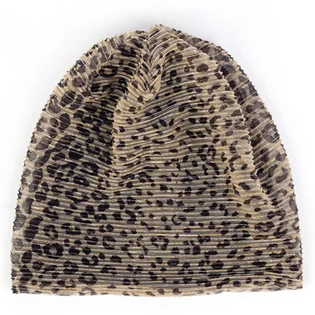 Geebro Kvinders Hatte Leopard Bonnet For Kvindelige Piger Guld Pailletter Skullies Huer Mode Huer Turban Wraps Kvinder Caps DQ917