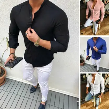Mænd Tøj 2019 Mænd Shirts 3d-Shirt Mode Slim Fit V-Neck langærmet Muscle Tee Shirt Afslappet Toppe Bluse