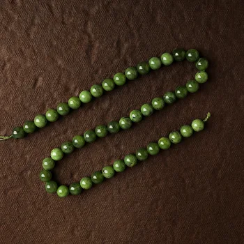 Naturlig Grøn Canada Jade Sten Perler Runde Ægte Løse Perler Til Smykker at Gøre DIY Armbånd Tilbehør 7.5