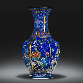 Jingdezhen keramisk emalje vase blomst arrangement efterligning gamle Qianlong i Kinesisk stil klassisk retro hjem stue