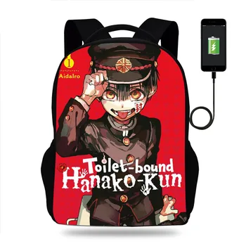 Toilet-bundet Jibaku Shounen Hanako-kun USB-Rygsæk til Teenagere, Børn, Skole Tasker, rygsæk Studerende, værdiboks til Bærbar Mochila