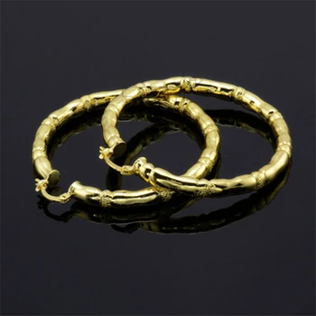 Koreansk Mode Runde Cirkel Golden Dingle Øreringe Overdrivelse Geometriske Bambus Smykker 2020 For Kvinder, Kvindelige 925 Sterling Sølv