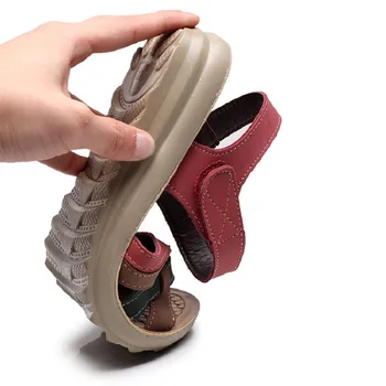 ZZPOHE 2021 Sommeren Høj Kvalitet Kvinder sandaler Mor Bløde Læder Flade Sandaler, Store Størrelse, Non-slip Behagelig Kvinde sko