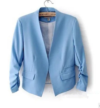 Blazer & Passer Til Kvinders Efteråret Solid Sort Kvinder Blazer Med Lange Ærmer Pocket Kort Elegante Coats Mid-Talje Slanke Damer Blazere