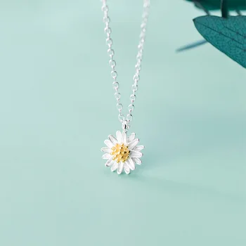 INZATT Ægte 925 Sterling Sølv Blomst Hjerte Vedhæng Choker halskæder For Mode Kvinder Part Plante Fine Smykker Tilbehør Gave