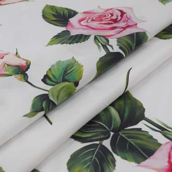 Pink rose digitale maleri rent bomuldsstof til kjole tissus au m tissu coton фатин telas tecido ткани ткань хлопок tela