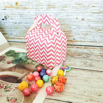 20pcs Pink Hvid prik Candy Box Papir Gavl Box Gave Æske Chokolade Emballage Børn års Fødselsdag Part Dekorationer Fordel