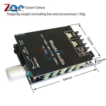 ZK-1002 HIFI Trådløse Bluetooth-5.0 TPA3116 Digital Power Audio-Forstærker yrelsen 100W X2 Stereo AMP Amplificador hjemmebiograf
