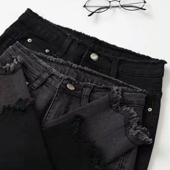 Høj Talje Tynde Stretch Jeans Kvinder, Fritids -, Pels-foret Fritid Smarte Dame koreansk Stil Solid Vintage Denim Blyant Bukser Nye