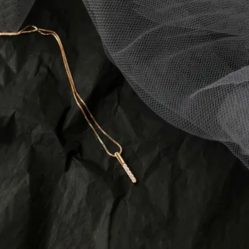 Enkel Strip Geometriske Cubic Zircon Halskæde 925 sterling Sølv Kravebenet Kæde, Charme Halskæde Til Kvinder