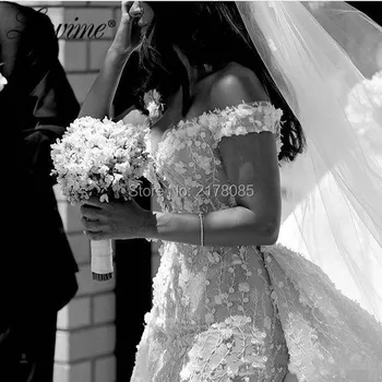 Afrikanske Off Skulder Bryllup Kjoler Luksus Brude Kjoler Plus Size Mariage Bryllup Kjole Med Aftagelig Tog Skræddersyet 2020