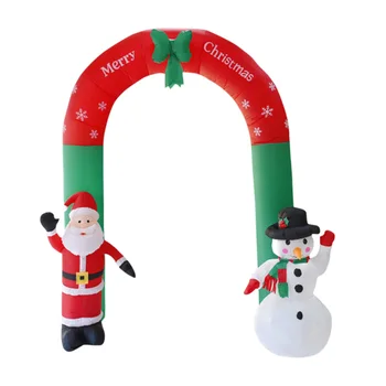 Oppustelig Jul Udendørs Dekorationer Buegang med julemand og Snemand Airblow Arch for M Udendørs Party Indretning Kid Legetøj