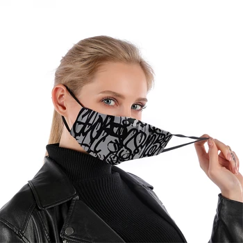 Print Graffiti Kunst Genanvendelige Munden Maske Vaskbar Justerbare Stropper Ansigt Maske Med Filter PM2.5 Kvinder Anti Støv Vindtæt Influenza Maske