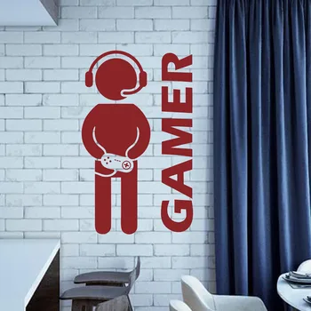 Video Game Gaming Gamer Vægoverføringsbillede Kunst Vinyl Indretning Mærkat Drenge Værelse Wall Dør Dekoration Plakat Aftagelige Bogstaver Decals G140
