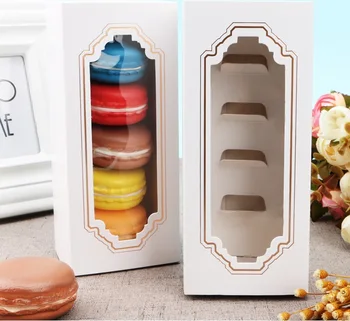 2019 10stk nye Hvide Macaron-boks med gennemsigtigt vindue dessert kager macarons emballage kasser i 2 størrelser