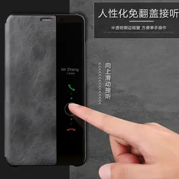 Ægte Læder Flip Cover Tilfældet for Huawei Mate 10 Pro Med Touch Udsigt Coque For Mate 10 Luksus-Classic Business Phone Taske