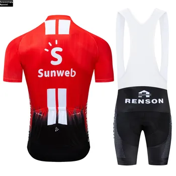 2019 Red Sunweb TEAM Cykling Tøj 16D Gel Pad Shorts Bike Jersey Sat Ropa Herre Cykel Sommer Toppe Pro Cycling Jersey