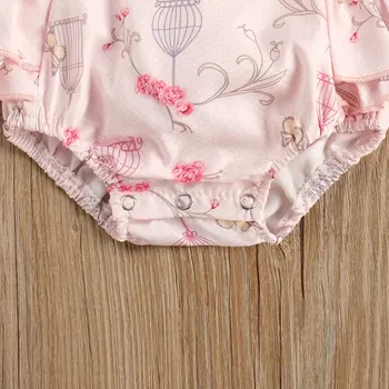 Lioraitiin 0-24M Nyfødte Spædbarn Baby Girl Fashion Sparkedragt Fra Skulder Ærmer Animal Printet Buksedragt Pink Tøj