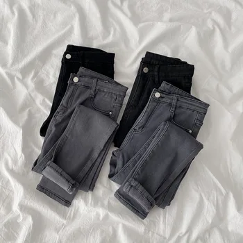 Kvinders Jeans 2021 Spring Nye Harajuku Streetwear Høj Talje Tynde Varme Retro Klassificering Femme Mode Bukser Til