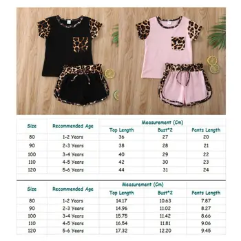 Imcute 2020 Sommeren lille Barn Børn Baby Piger kortærmet Top Bandage Shorts Leopard Print Tøj Baby Sæt 1-6T